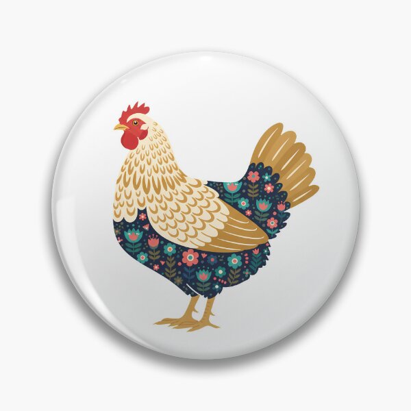Item preview, Flower Patterned Hen with Tulips and Daisies – Scandinavian Folk Art by heidiannemorris © designed and sold by FOLK ART FUSION by heidiannemorris.