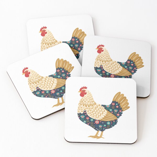 Item preview, Flower Patterned Hen with Tulips and Daisies – Scandinavian Folk Art by heidiannemorris © designed and sold by FOLK ART FUSION by heidiannemorris.