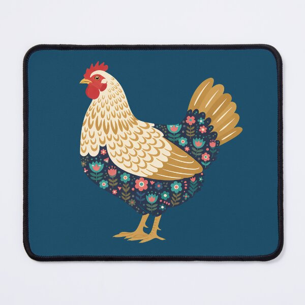 Item preview, Flower Patterned Hen with Tulips and Daisies – Scandinavian Folk Art by heidiannemorris © designed and sold by FOLK ART FUSION by heidiannemorris.
