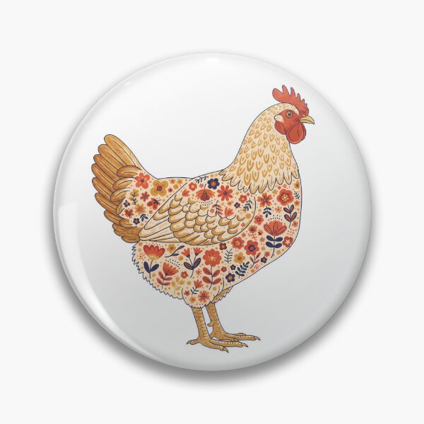 Item preview, Flower Patterned Hen in Folk Motifs – Scandinavian Folk Art by heidiannemorris © designed and sold by FOLK ART FUSION by heidiannemorris.