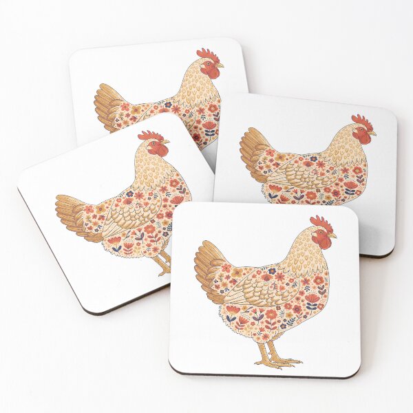 Item preview, Flower Patterned Hen in Folk Motifs – Scandinavian Folk Art by heidiannemorris © designed and sold by FOLK ART FUSION by heidiannemorris.