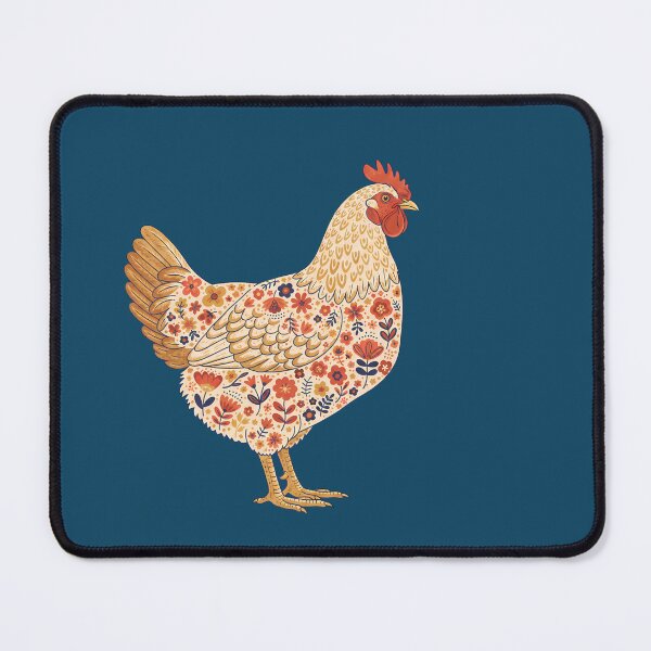 Item preview, Flower Patterned Hen in Folk Motifs – Scandinavian Folk Art by heidiannemorris © designed and sold by FOLK ART FUSION by heidiannemorris.