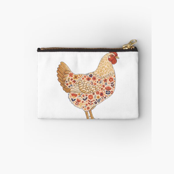 Item preview, Flower Patterned Hen in Folk Motifs – Scandinavian Folk Art by heidiannemorris © designed and sold by FOLK ART FUSION by heidiannemorris.