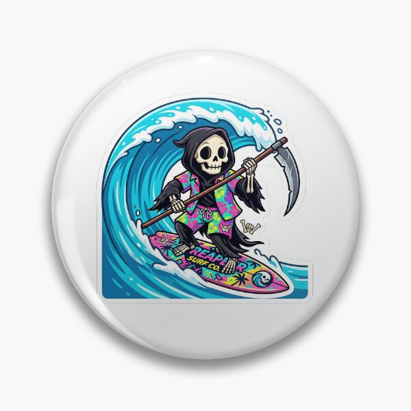 Item preview, Surfing Grim Reaper Retro 80s Surf Brand designed and sold by Kvarny.