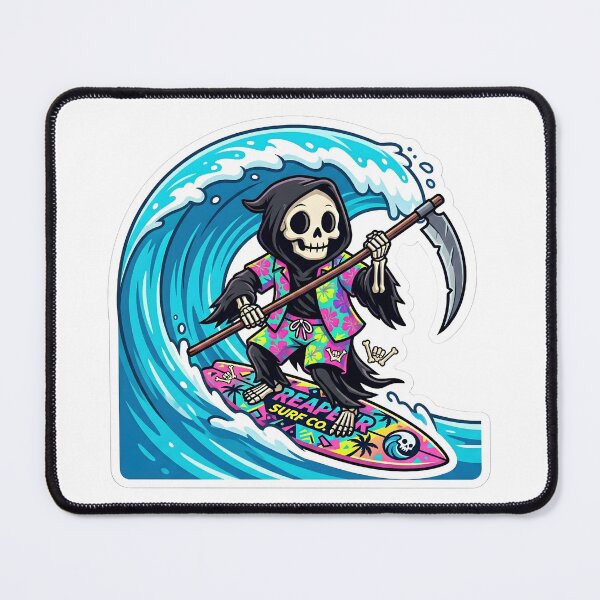 Item preview, Surfing Grim Reaper Retro 80s Surf Brand designed and sold by Kvarny.