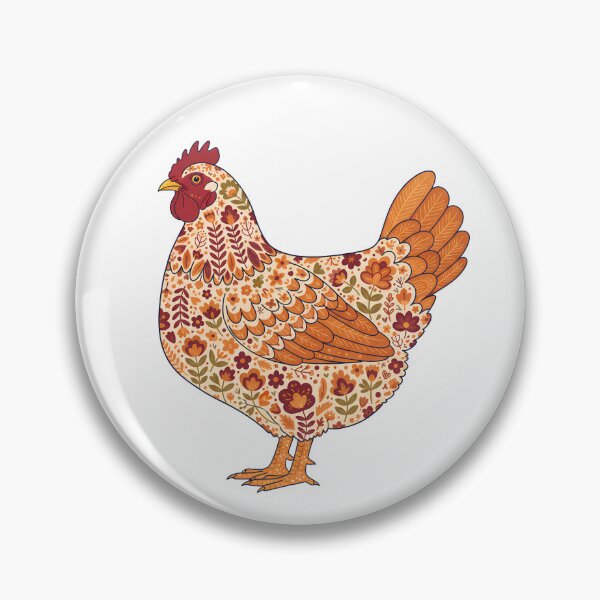 Item preview, Flower Patterned Hen in Decorative Motifs – Scandinavian Folk Art by heidiannemorris © designed and sold by FOLK ART FUSION by heidiannemorris.