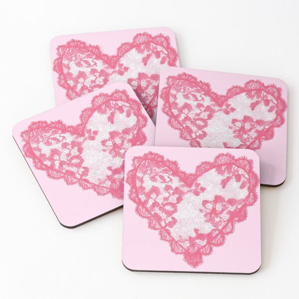 Item preview, pink girly heart shape lace designed and sold by inainart.