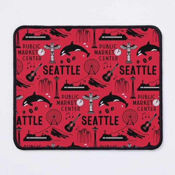 Item preview, Iconic Seattle Landmarks and Culture Pattern - Cherry Red designed and sold by Frollein S Berlin.