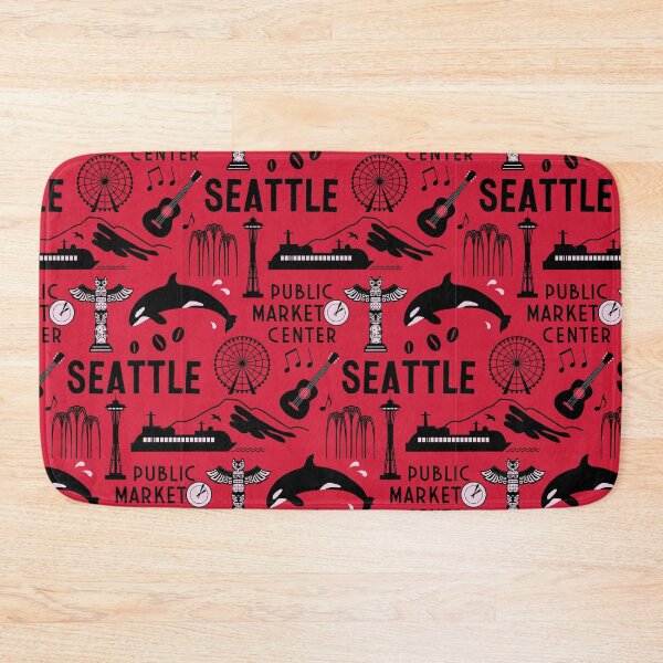 Item preview, Iconic Seattle Landmarks and Culture Pattern - Cherry Red designed and sold by Frollein S Berlin.