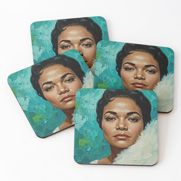 Item preview, The Original Catwoman: Eartha Kitt Luminous Teal Impasto Portrait designed and sold by Art's Diner.