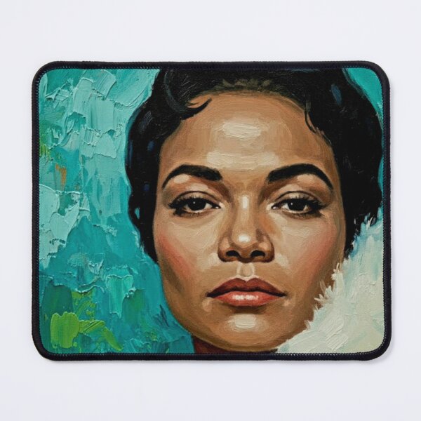 Item preview, The Original Catwoman: Eartha Kitt Luminous Teal Impasto Portrait designed and sold by Art's Diner.