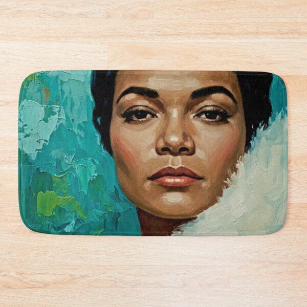 Item preview, The Original Catwoman: Eartha Kitt Luminous Teal Impasto Portrait designed and sold by Art's Diner.