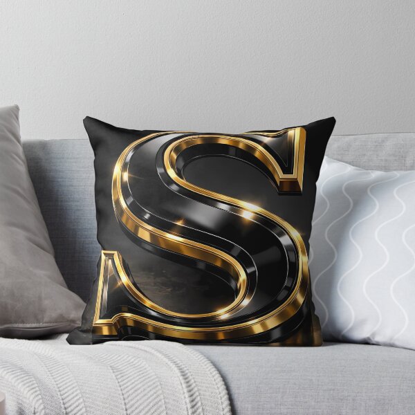 Item preview, Luxury 3D Letter 'S' in Glossy Black and Gold Chrome designed and sold by Dreamy Armine Art.
