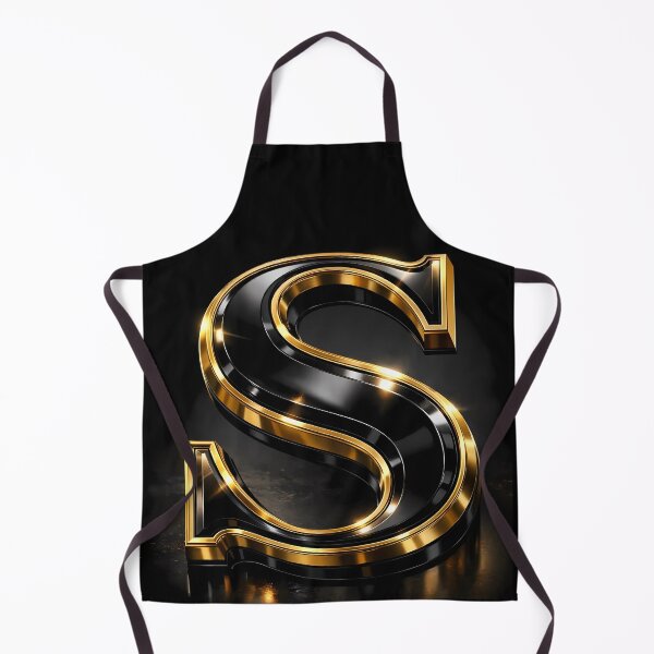 Item preview, Luxury 3D Letter 'S' in Glossy Black and Gold Chrome designed and sold by Dreamy Armine Art.
