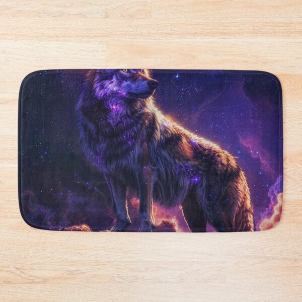 Item preview, Wolf Stands On A Cliff Below Cosmic Sky designed and sold by QuantumDrift.