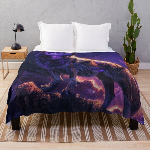 Item preview, Wolf Stands On A Cliff Below Cosmic Sky designed and sold by QuantumDrift.