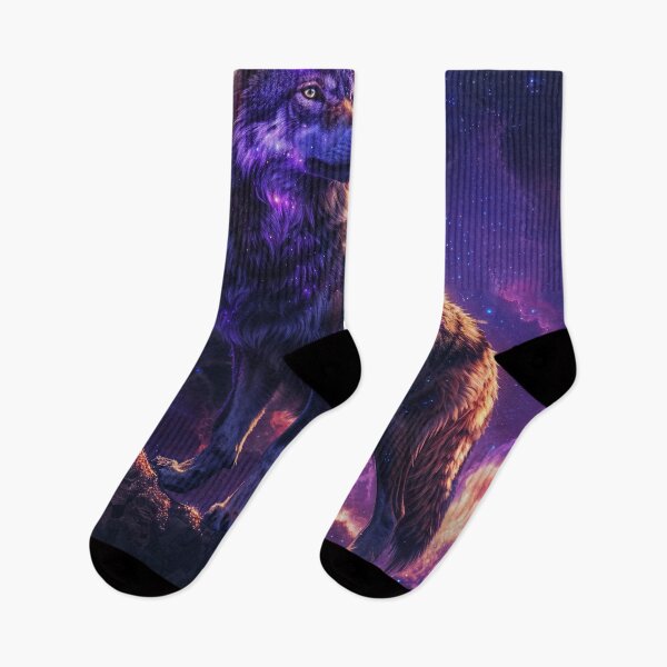 Item preview, Wolf Stands On A Cliff Below Cosmic Sky designed and sold by QuantumDrift.