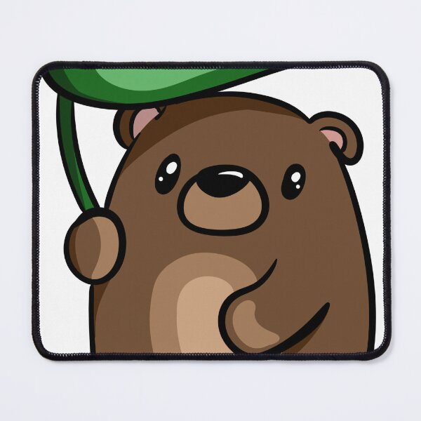 Item preview, Tiny Brown Bear with Green Leaf Umbrella - Cute Forest Animal Art designed and sold by LYAN-STORE.