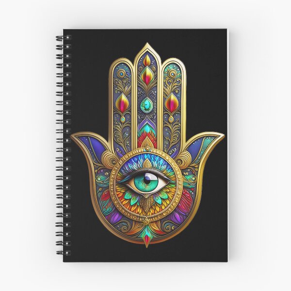 Item preview, Burnished Gold Brown Colorful Hamsa Turquoise Third Eye designed and sold by Lee Hiller Designs.