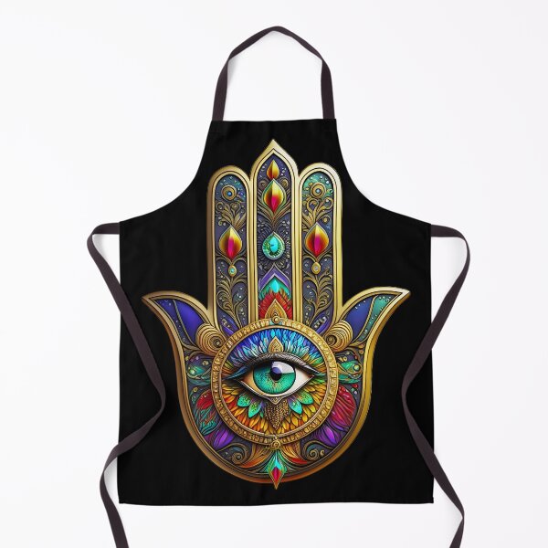 Item preview, Burnished Gold Brown Colorful Hamsa Turquoise Third Eye designed and sold by Lee Hiller Designs.
