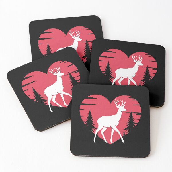 Item preview, Deer white Animal with red background and pine designed and sold by MagicMaker1984.