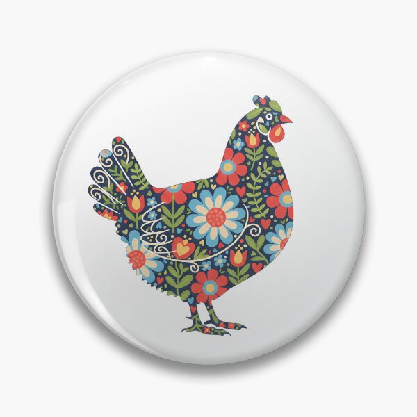 Item preview, Daisy Flower Patterned Hen in Decorative Motifs – Scandinavian Folk Art by heidiannemorris © designed and sold by FOLK ART FUSION by heidiannemorris.
