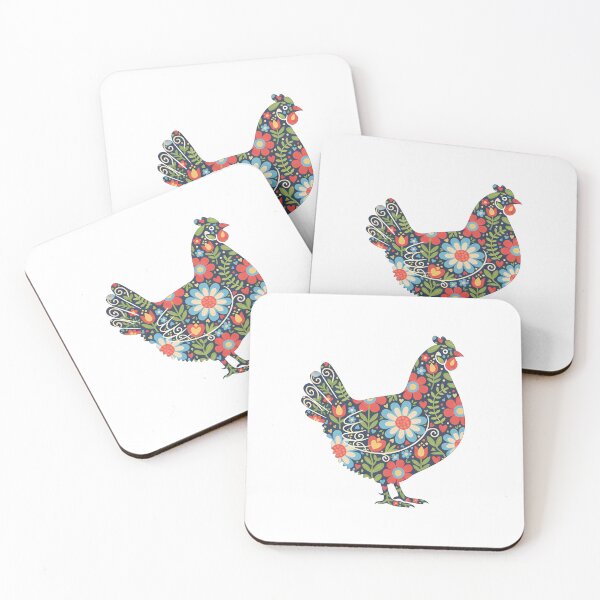 Item preview, Daisy Flower Patterned Hen in Decorative Motifs – Scandinavian Folk Art by heidiannemorris © designed and sold by FOLK ART FUSION by heidiannemorris.