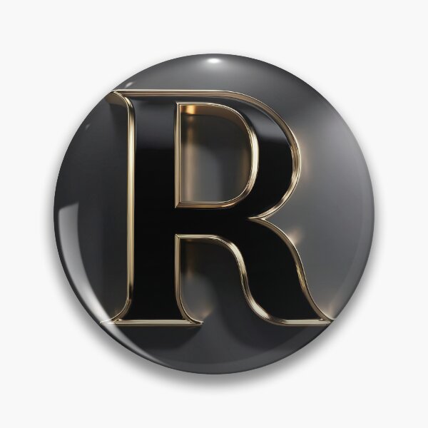 Artikelvorschau, Eleganter 3D-Buchstabe „R“ mit poliertem Goldrand und schwarzer Emaille entworfen und verkauft von Dreamy Armine Art.