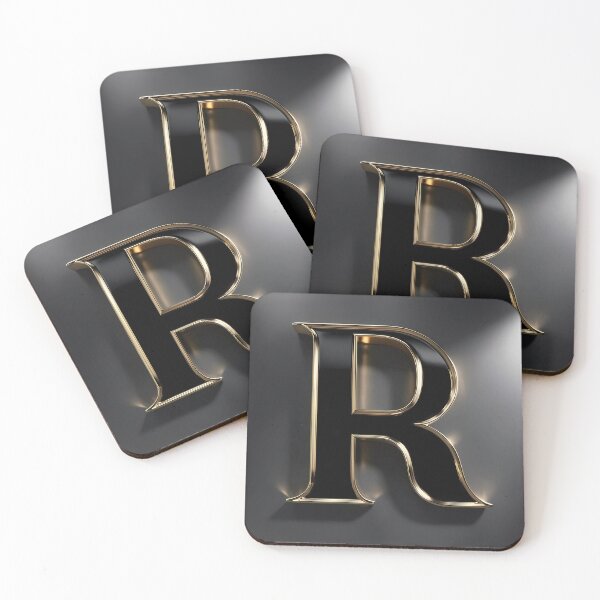 Item preview, Elegant 3D Letter 'R' with Polished Gold Trim and Black Enamel designed and sold by Dreamy Armine Art.