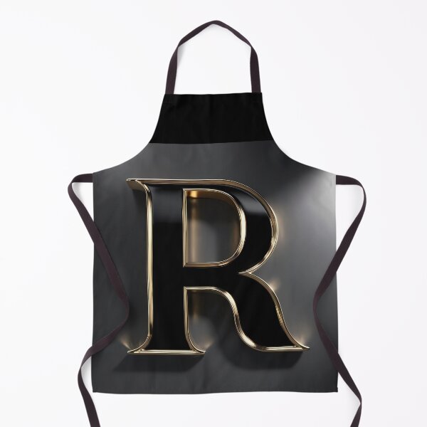 Item preview, Elegant 3D Letter 'R' with Polished Gold Trim and Black Enamel designed and sold by Dreamy Armine Art.
