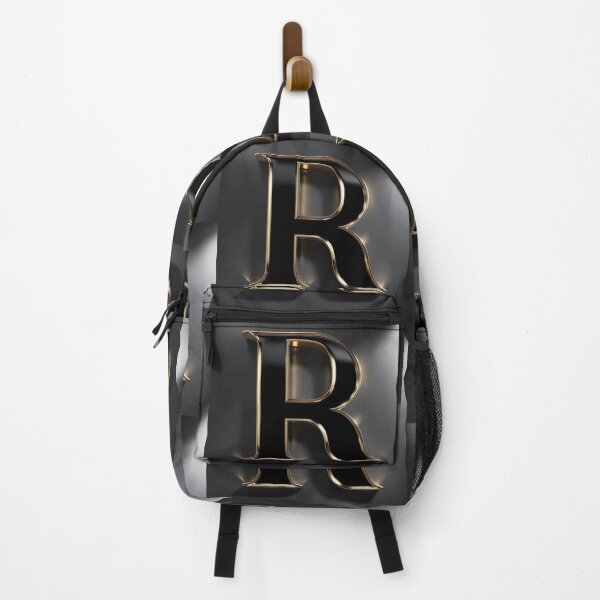 Item preview, Elegant 3D Letter 'R' with Polished Gold Trim and Black Enamel designed and sold by Dreamy Armine Art.