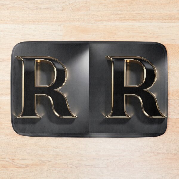 Item preview, Elegant 3D Letter 'R' with Polished Gold Trim and Black Enamel designed and sold by Dreamy Armine Art.