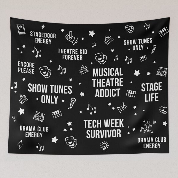 Item preview, Theatre Kid Aesthetic Pattern – Musical Theatre Typography Decor (Black & White) designed and sold by Identity Club Co.