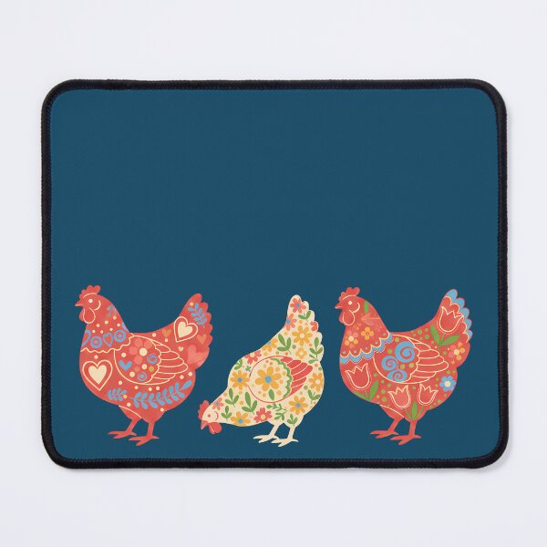 Item preview, Flower Patterned Hen Trio in Decorative Motifs – Scandinavian Folk Art by heidiannemorris © designed and sold by FOLK ART FUSION by heidiannemorris.