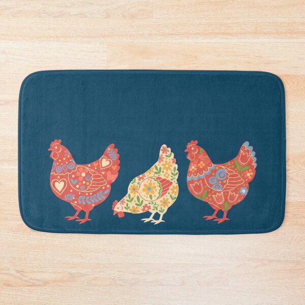 Item preview, Flower Patterned Hen Trio in Decorative Motifs – Scandinavian Folk Art by heidiannemorris © designed and sold by FOLK ART FUSION by heidiannemorris.
