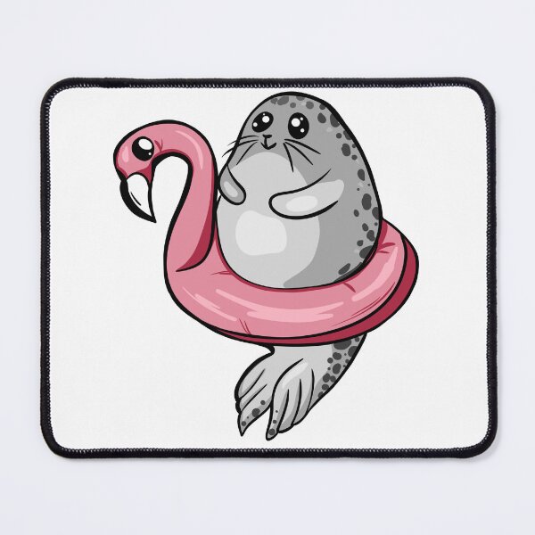 Item preview, Cute Chubby Seal on Pink Flamingo Pool Float - Summer Vibes Art designed and sold by LYAN-STORE.