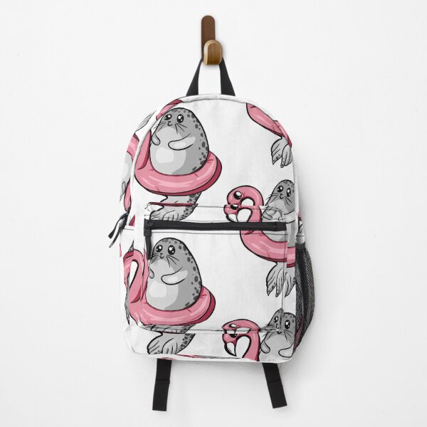 Item preview, Cute Chubby Seal on Pink Flamingo Pool Float - Summer Vibes Art designed and sold by LYAN-STORE.
