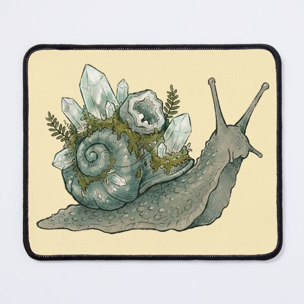 Item preview, Magical Crystal Snail Goblincore Mossy Shell Art designed and sold by Imaginationbeyond.