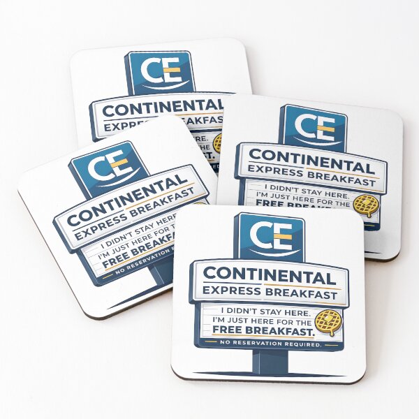 Item preview, Continental Express Free Breakfast Sign Retro Travel Parody Bold Vector Humor designed and sold by Thread-Riot.