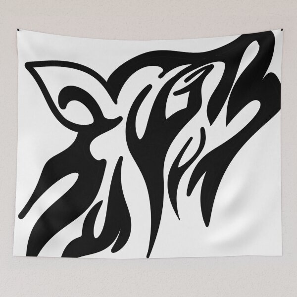 Item preview, Minimalist Tribal Wolf Howling - Bold Black and White Tattoo Style Art designed and sold by LYAN-STORE.