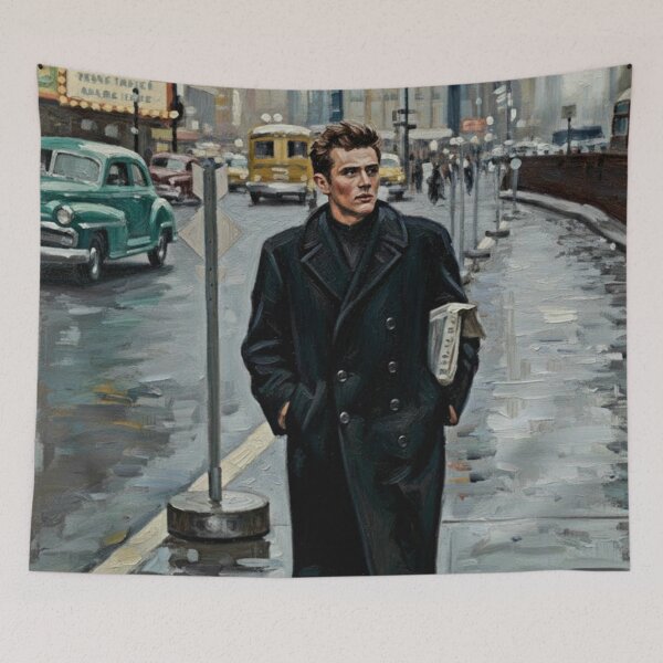 Item preview, The Times Square Wanderer: James Dean New York Impasto Portrait designed and sold by Art's Diner.