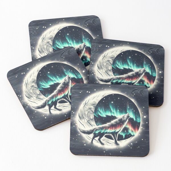 Item preview, Wood Texture Northern Lights Wolf, Ai Generated Art   designed and sold by ACC .