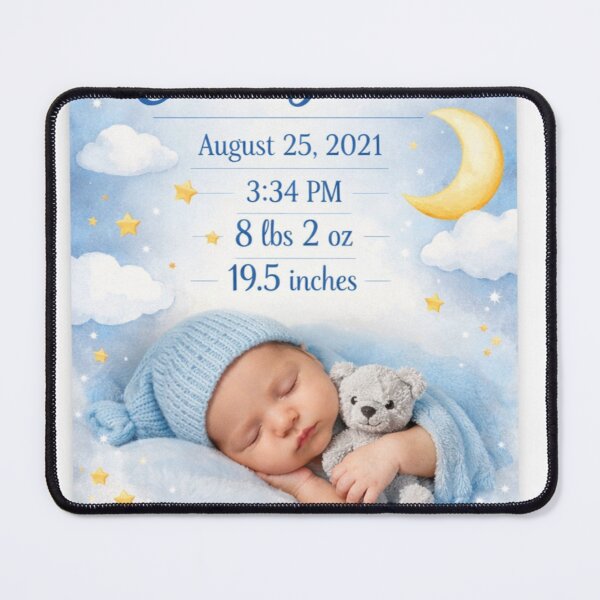 Item preview, Personalized Baby Boy Birth Stats Poster – Custom Newborn Name Print – Moon & Stars Nursery Wall Art – Baby Shower Gift – Printable or Framed designed and sold by ArtByKapil.