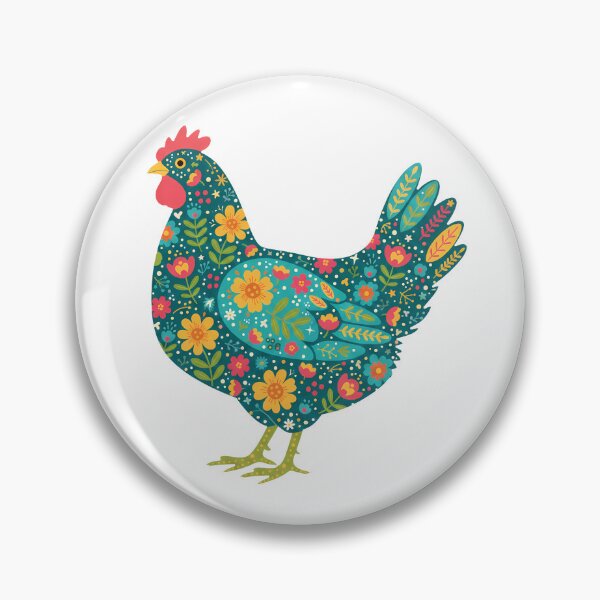 Item preview, Flower Patterned Green Hen in Decorative Motifs – Scandinavian Folk Art by heidiannemorris © designed and sold by FOLK ART FUSION by heidiannemorris.