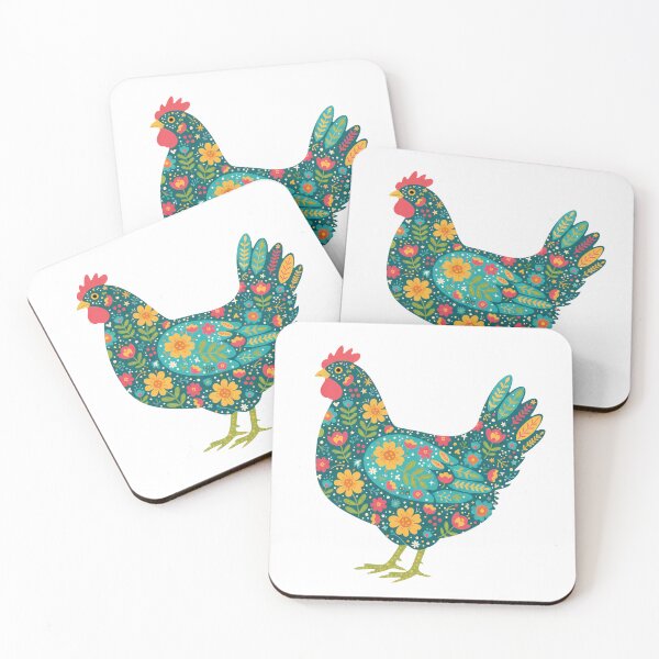 Item preview, Flower Patterned Green Hen in Decorative Motifs – Scandinavian Folk Art by heidiannemorris © designed and sold by FOLK ART FUSION by heidiannemorris.