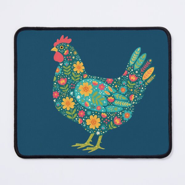 Item preview, Flower Patterned Green Hen in Decorative Motifs – Scandinavian Folk Art by heidiannemorris © designed and sold by FOLK ART FUSION by heidiannemorris.