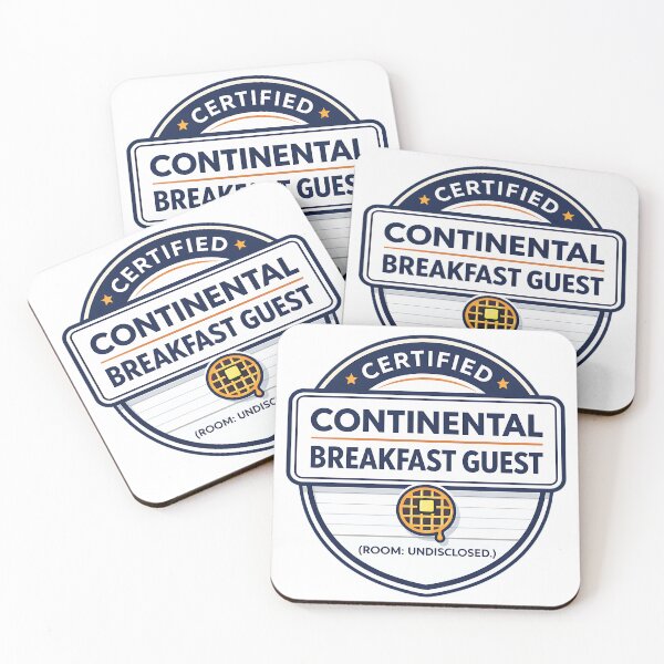 Item preview, Certified Continental Breakfast Guest Retro Badge Typography Travel Humor Graphic designed and sold by Thread-Riot.