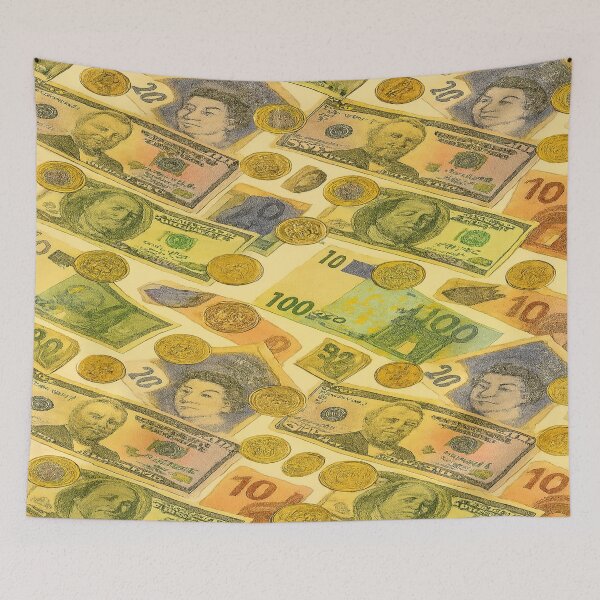 Item preview, The Colour of Money – Falling Banknotes & Coins Pattern designed and sold by nigejohn.