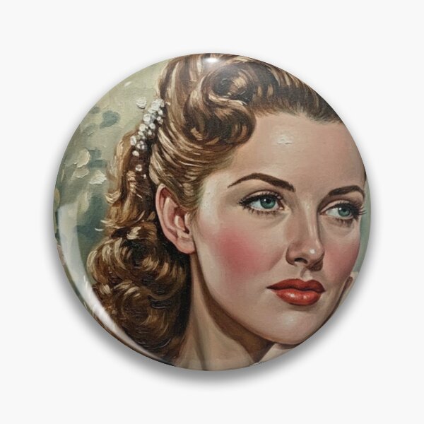 Item preview, The Gilda Glow: Rita Hayworth Vintage Floral Impasto Portrait designed and sold by Art's Diner.