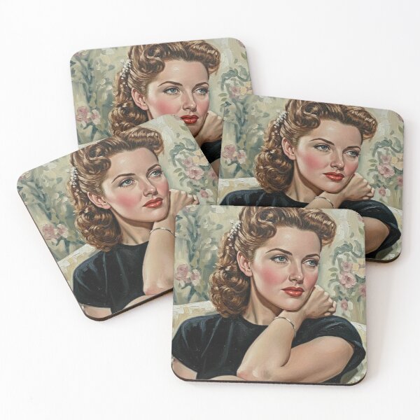 Item preview, The Gilda Glow: Rita Hayworth Vintage Floral Impasto Portrait designed and sold by Art's Diner.